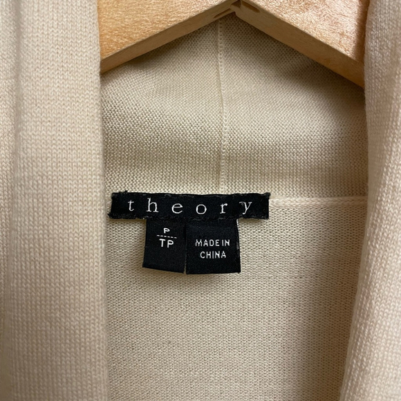 Theory Dioni Wool Cardigan Ivory Cream Neutral Minimalist - Picture 3 of 7